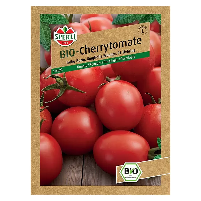 Sperli Gemüsesamen BIO Cherrytomate - Solanum lycopersicum, Erntezeit: Juli - Vorderansicht