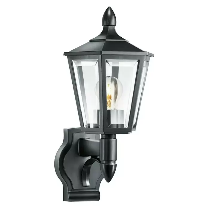 Steinel Außenwandleuchte L 15 schwarz - 60 W, 24,3 x 18,8 x 40,4 cm, Weiß, IP44 - Diagonale Ansicht