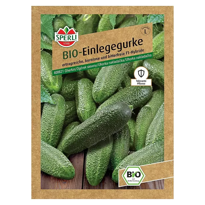 Sperli Gemüsesamen BIO Einlegegurke - Cucumis sativus, Erntezeit: Juli - Vorderansicht
