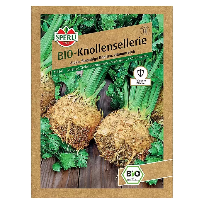 Sperli Gemüsesamen BIO Knollensellerie - Apium graveolens var. rapaceum, Erntezeit: September - Vorderansicht