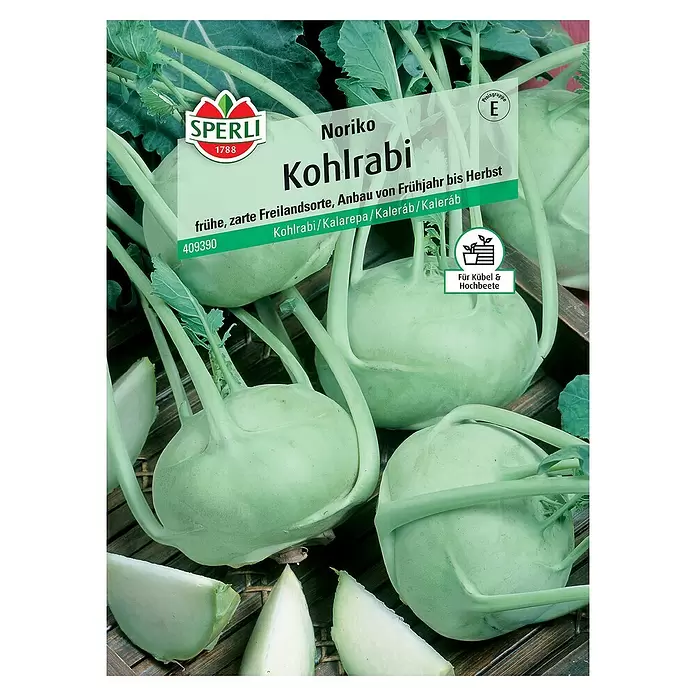 Sperli Gemüsesamen Kohlrabi - Brassica oleracea var. gongylodes, Erntezeit: Juni - Vorderansicht