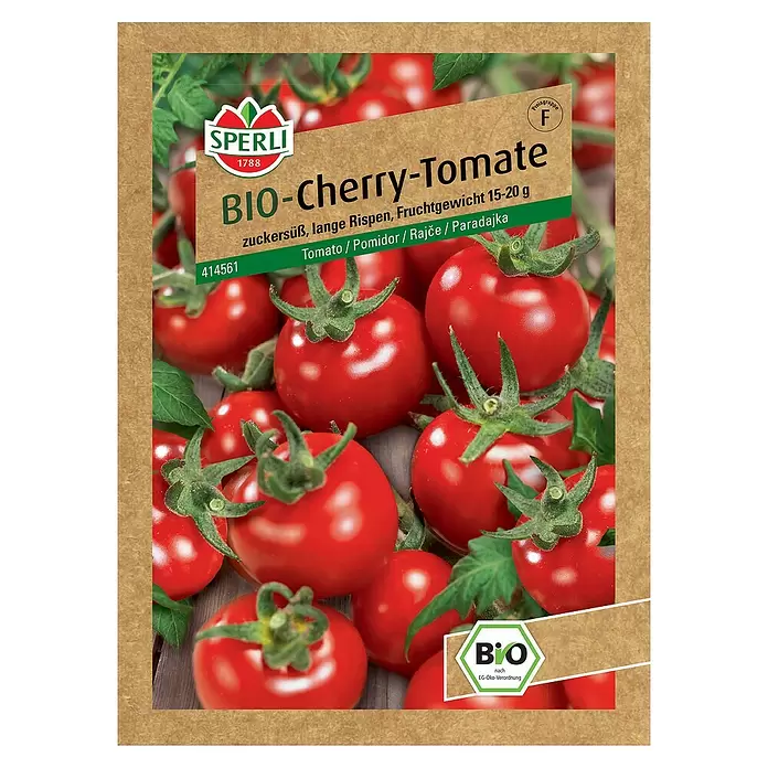 Sperli Gemüsesamen BIO Cherrytomate - Solanum lycopersicum, Erntezeit: Juli - Vorderansicht