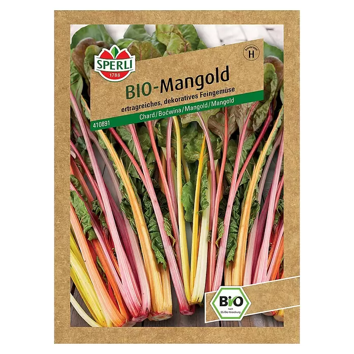Sperli Gemüsesamen BIO Mangold - Beta vulgaris, Erntezeit: Juni - Vorderansicht