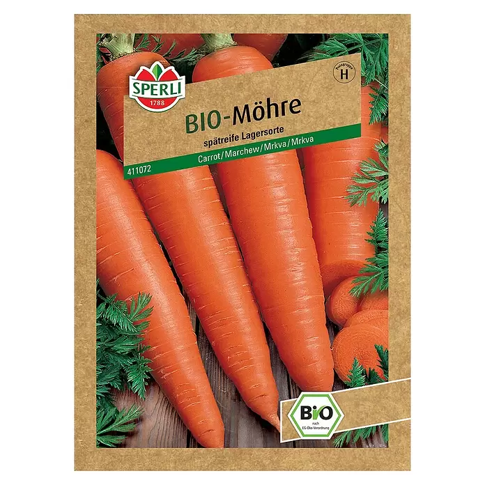 Sperli Gemüsesamen BIO Möhre - Daucus carota, Erntezeit: August - Vorderansicht