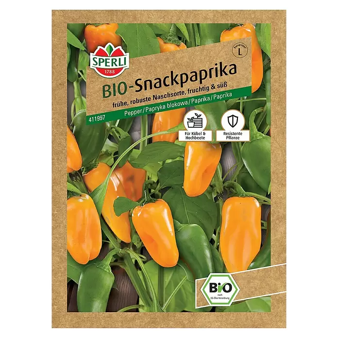 Sperli Gemüsesamen BIO Snackpaprika - Capsicum annuum, Erntezeit: Juni - Vorderansicht