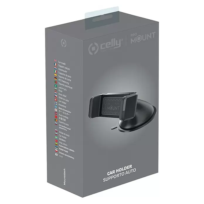 Celly Telefoonhouder Pro Mount - Kunststof, Zwart, Geschikt voor: Auto's - Diagonaal zicht