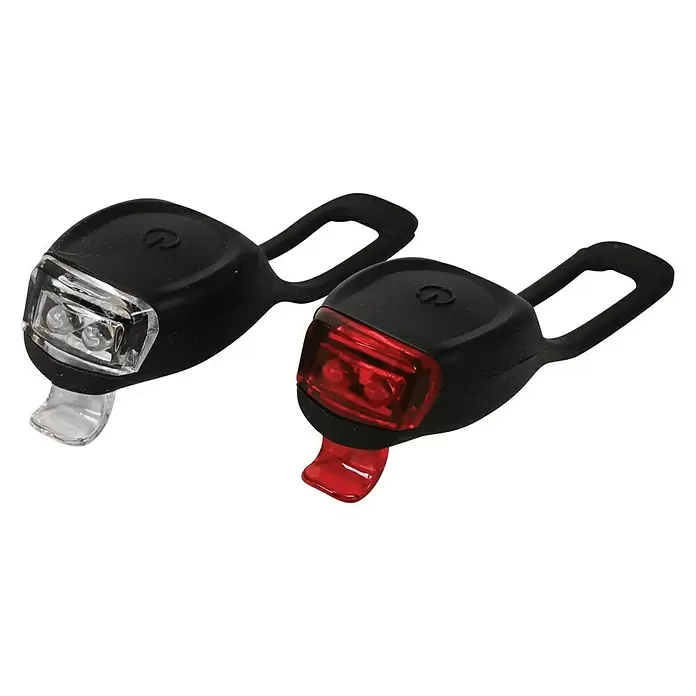 Dresco Fietsverlichtingsset LED Siliconen - Led, Zwart/Rood/Wit - Diagonaal zicht