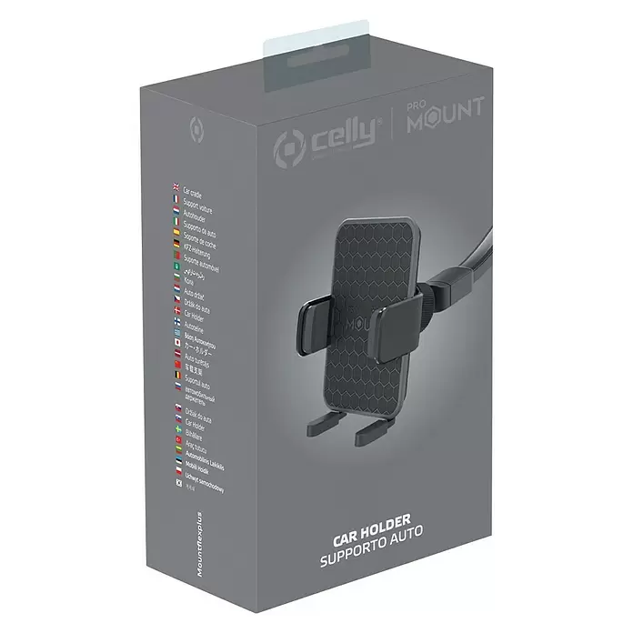Celly Telefoonhouder Flex Plus - Kunststof, Zwart, Geschikt voor: Auto's - Diagonaal zicht
