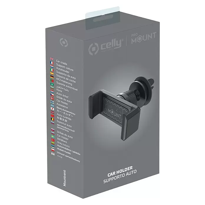 Celly Telefoonhouder Air Vent Holder - Kunststof, Zwart, Geschikt voor: Auto's - Diagonaal zicht