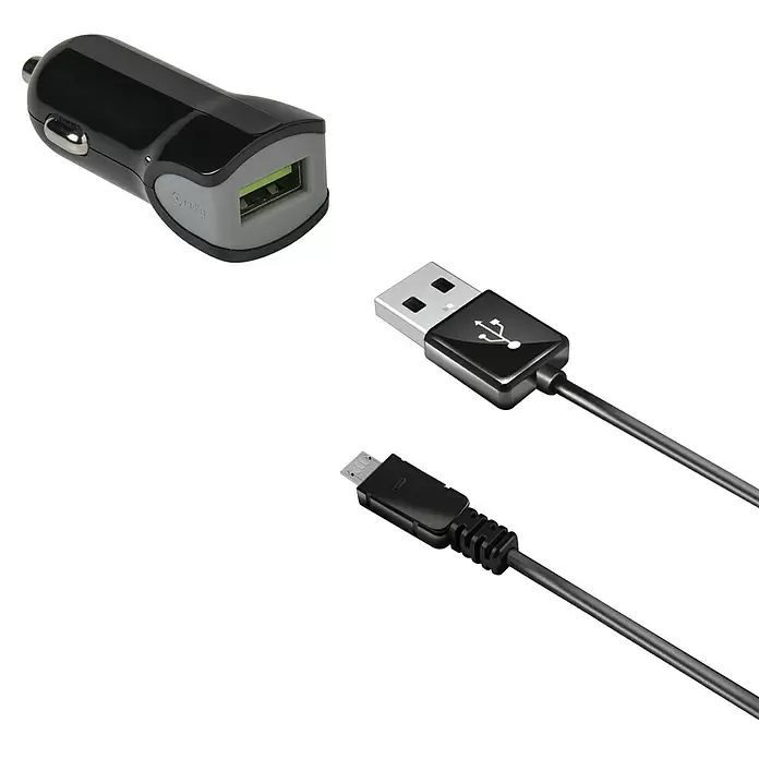 Celly USB-autolader 2.4A & Micro-USB - Zwart - Close-up