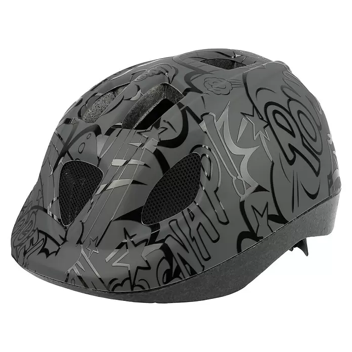 Polisport Fietshelm B.D.Balloons Kids 46 - 53 cm - Grijs/Zwart - Diagonaal zicht