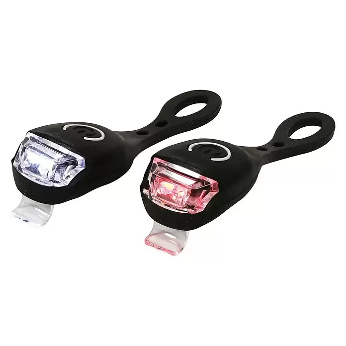 Dresco Fietsverlichtingsset LED Super Bright - Led, Zwart/Rood/Wit - Diagonaal zicht