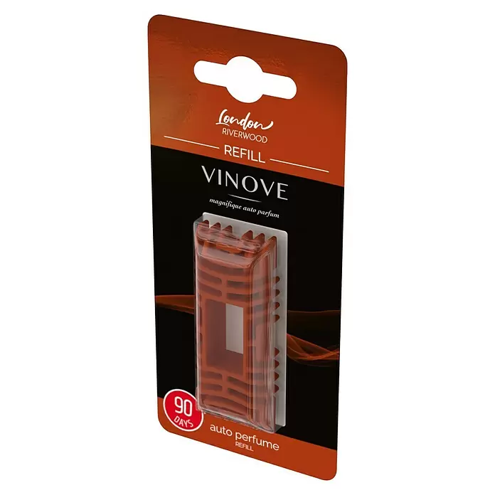 Vinove Luchtverfrisser Navulling London Wood - Notenhout, cognac, koffie en de zoetheid van honing, ananas en vanille - Diagonaal zicht