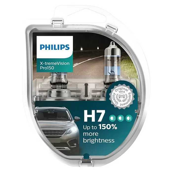 Philips Halogeenkoplamp H7 X-tremeVision Pro150 - 2 st., 55 W - Vooraanzicht