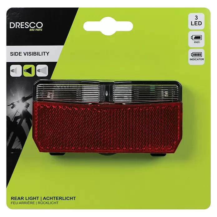 Dresco Achterlicht 3 LED's - Led, Geschikt voor: Fietsen - Vooraanzicht