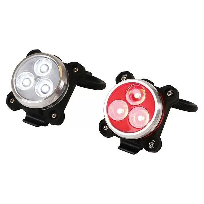 Dresco Fietsverlichtingsset USB 3 LED’s - Led, Zwart/Rood/Wit - Diagonaal zicht