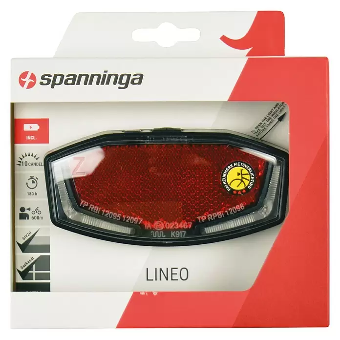 Spanninga Achterlicht Fiets Lineo - Led, Geschikt voor: Fietsen - Vooraanzicht