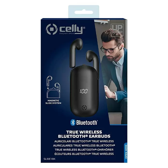 Celly Headset Slide1 Bluetooth - Zwart - Vooraanzicht