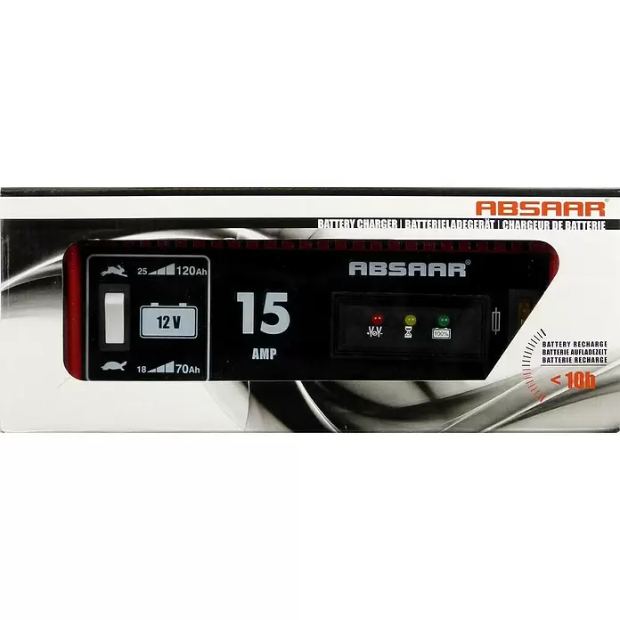Absaar Acculader 15A - 12 V - Close-up