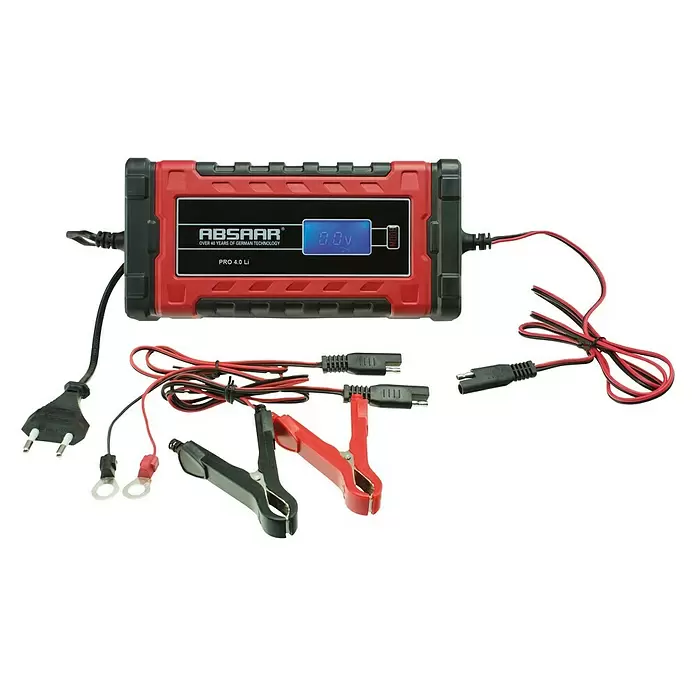 Absaar Acculader Pro 4.0 - Geschikt voor: AGM-, gel-, natte en loodzuuraccu's 6/12 V - Diagonaal zicht
