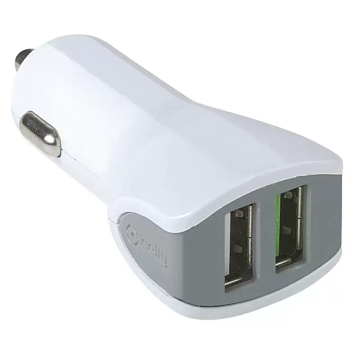 Celly USB-autolader Duo 3.4A - Wit - Diagonaal zicht