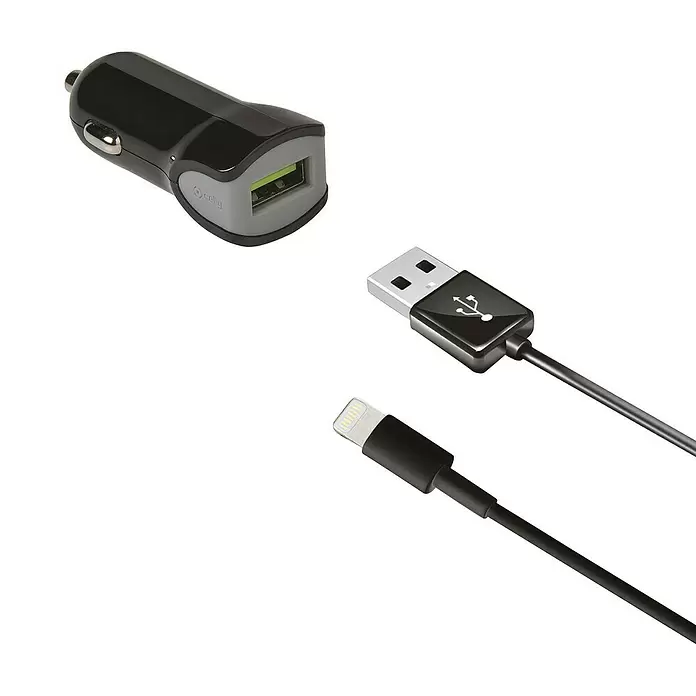 Celly USB-autolader MFI 2.4A - Zwart - Close-up