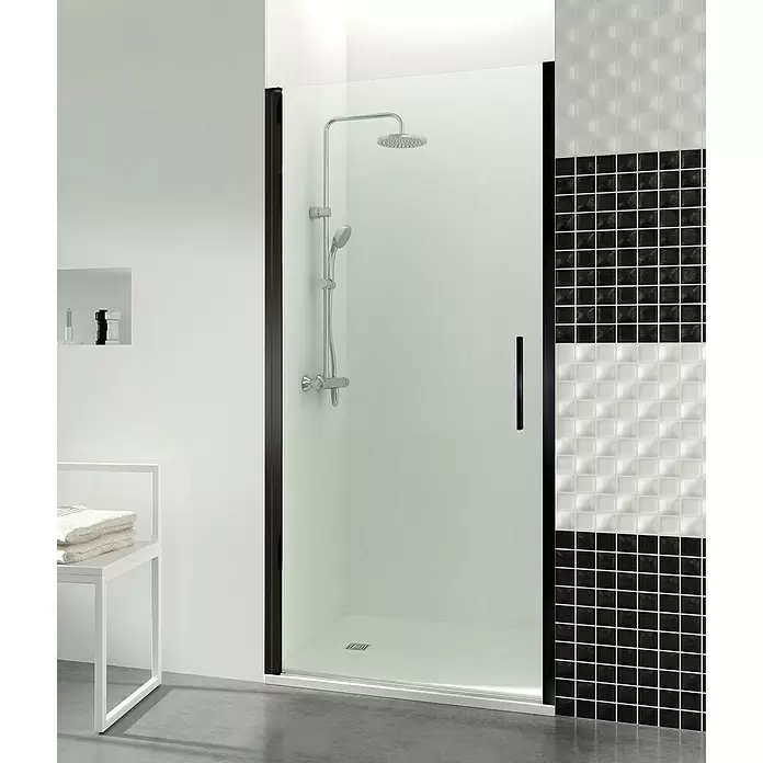 GME Mampara de ducha frontal Open Combi B - An x Al: 65 x 195 cm, Vidrio transparente, Espesor: 6 mm, Negro - Foto ambiente