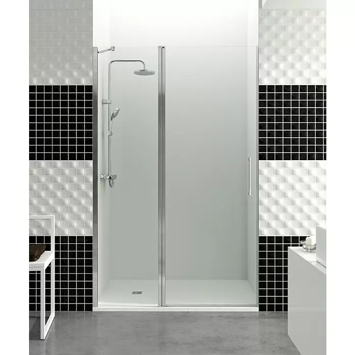 GME Mampara de ducha frontal Open Combi C 1F1P - An x Al: 120 (50/70) x 195 cm, Espesor: 6 mm, Plata brillo - Foto ambiente