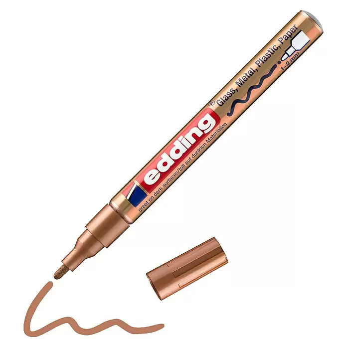Edding Glanslakmarker - Koper, 1 mm - 2 mm, Ronde punt - Diagonaal zicht
