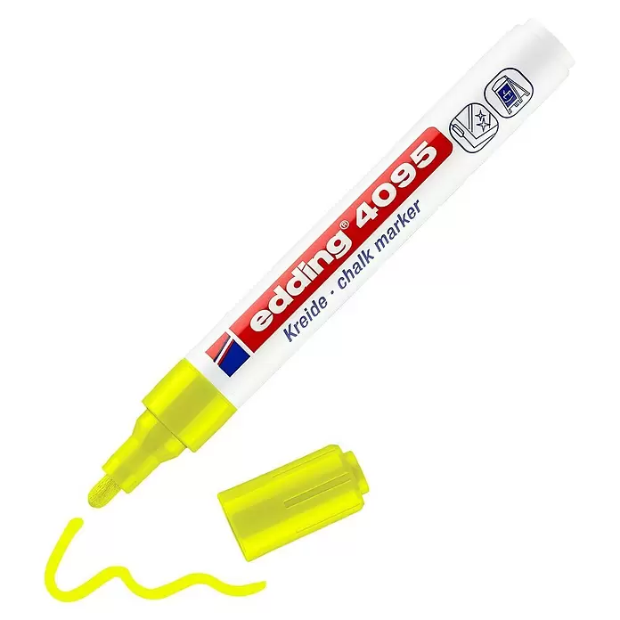 Edding Krijtmarker - Neon geel, 2 mm - 3 mm - Diagonaal zicht
