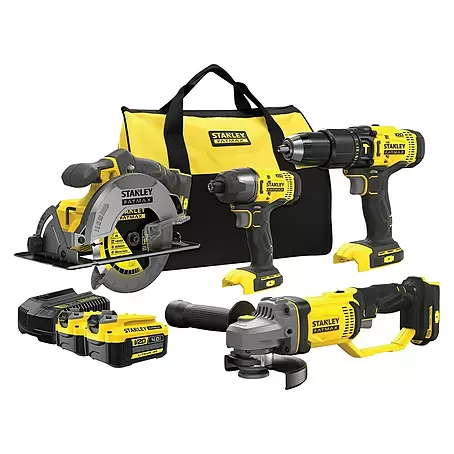 Stanley FatMax Set de taladro percutor + atornillador + amoladora + sierra SFMCK469M2-QW