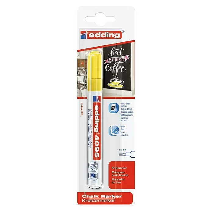 Edding Krijtmarker - Neon geel, 2 mm - 3 mm - Vooraanzicht