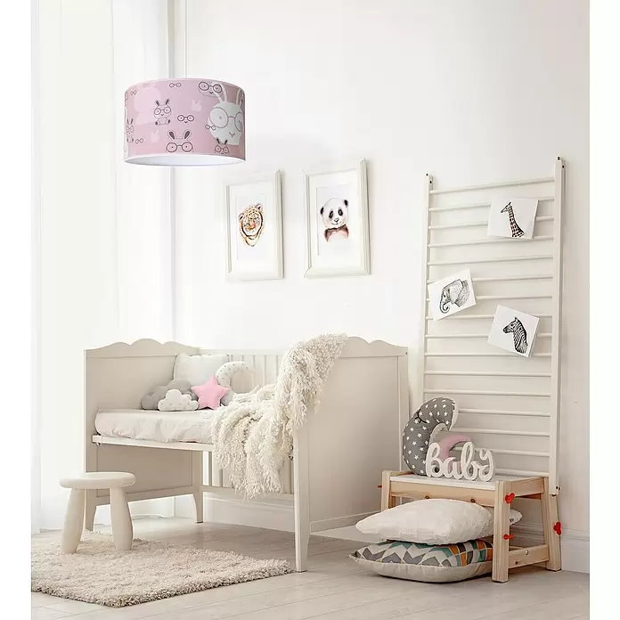 Idp Lampshades Lámpara colgante redonda Bunny - 40 W, Ø x Al: 30 x 20 cm, Rosa, Rosa, E27 - Foto ambiente