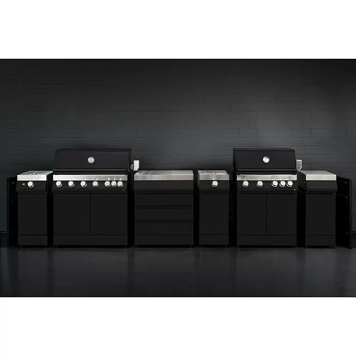 Kingstone Grillküchen-Modul The Quad Side - Schwarz, L x B x H: 55,3 x 36,7 x 91,3 cm, 3 kW - Stimmungsaufnahme
