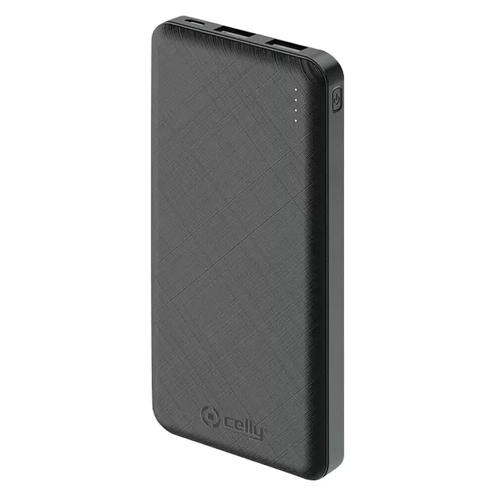 Celly Powerbank Energy 10000 mAh - Zwart - Diagonaal zicht