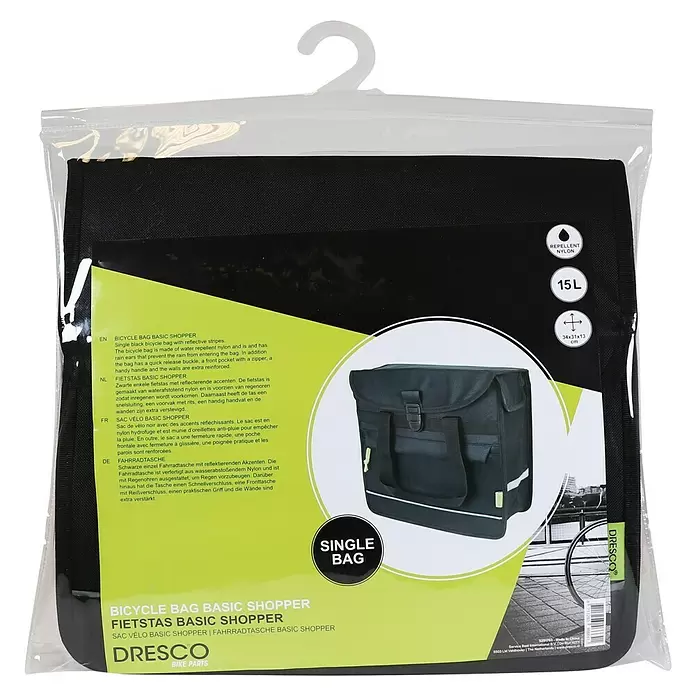 Dresco Fietstas Basic Shopper 15 liter - l x b x h: 34 x 13 x 31 cm - Vooraanzicht
