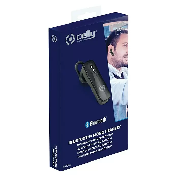 Celly Headset Bluethooth BH10BK - Zwart - Diagonaal zicht