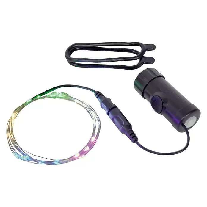 Dresco Fietsverlichtingsset Wiel/Frame - Led, Groen, geel, blauw, paars en wit, Zwart - Diagonaal zicht
