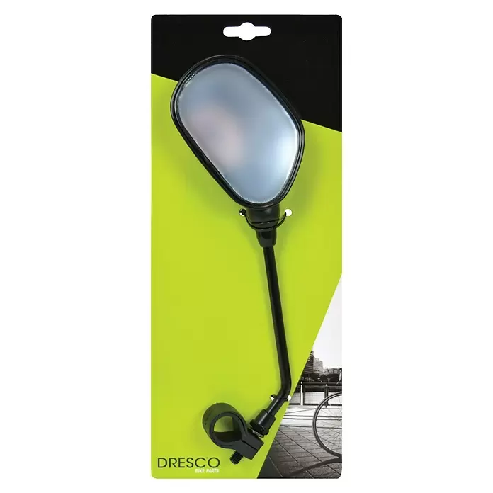 Dresco Fietsspiegel met reflector - Zwart - Vooraanzicht