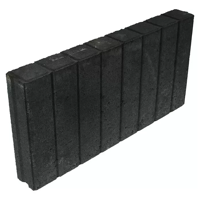Rechthoekige palissade Recht - 50 x 6 x 25 cm, Antraciet, Beton - Diagonaal zicht