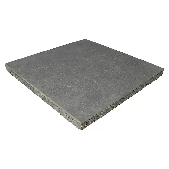 Terrastegel Superieur keramiek op beton - Grijs - Diagonaal zicht