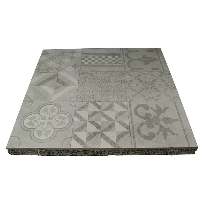 Terrastegel Superieur keramiek op beton - Grijs - Top-down weergave