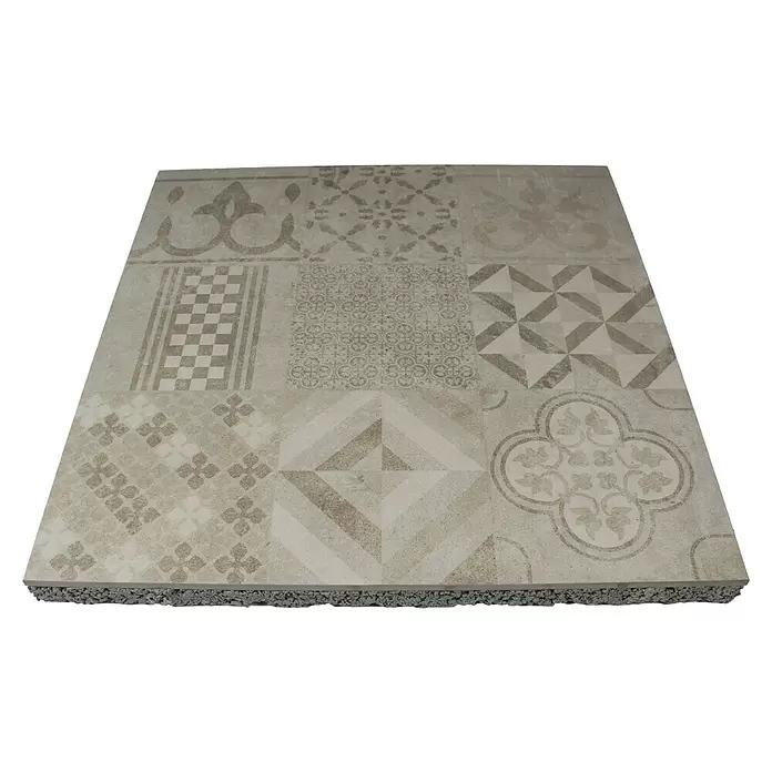 Terrastegel Superieur keramiek op beton - Mediterrano Beige - Top-down weergave