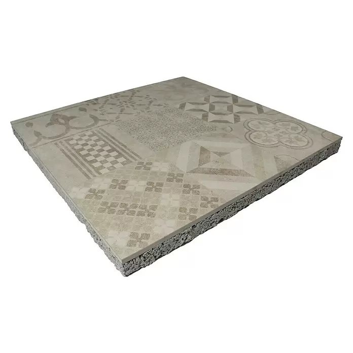 Terrastegel Superieur keramiek op beton - Mediterrano Beige - Diagonaal zicht