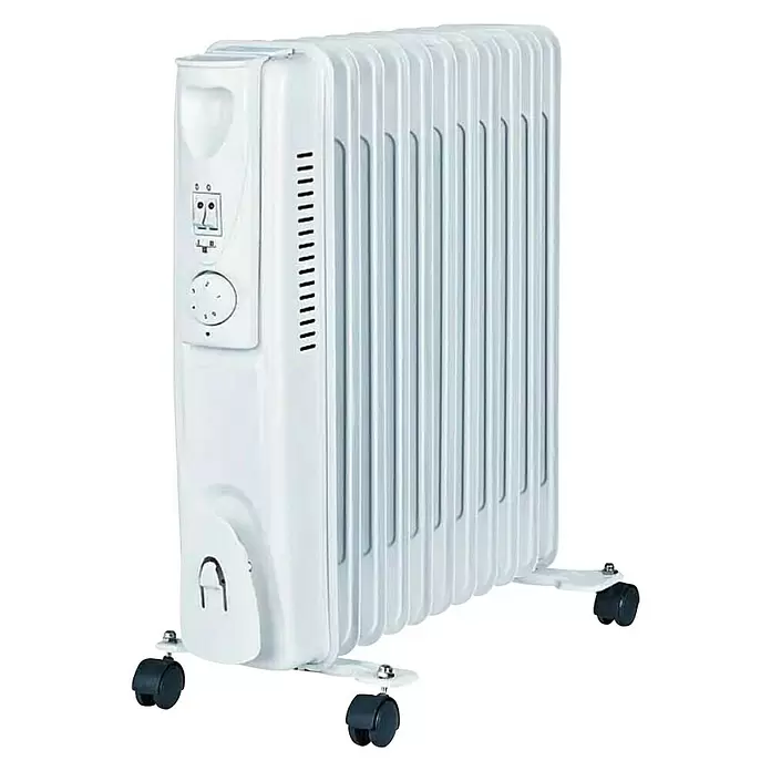Voltomat HEATING Uljni radijator - Bijele boje, 2.000 W, Broj rebara: 9 Kom. - Dijagonalni pogled