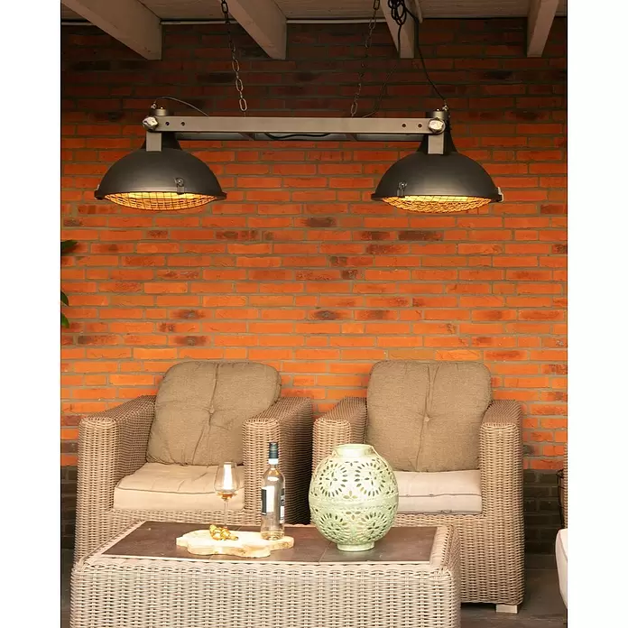 Sunred Halogen-Heizstrahler Indus - L x B: 132 x 42,5 cm, 3.000 W, Schwarz - Stimmungsaufnahme