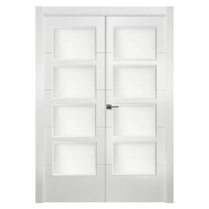 Puerta de doble hoja Mannheim - 145 x 203 cm, Apertura según normativa: Derecha, Blanco lacado, Macizo - Vista frontal