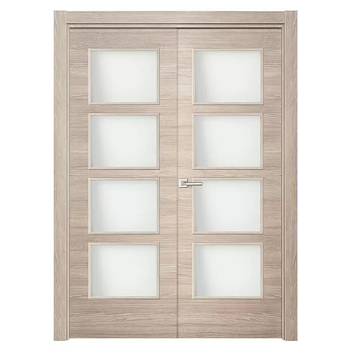 Puerta de doble hoja Roble Gris - 125 x 203 cm, Derecha, Roble Gris, Macizo - Vista frontal