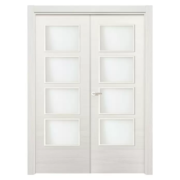 Puerta de doble hoja Fresno Eslovenia - 125 x 203 cm, Derecha, Blanco, Macizo - Vista frontal