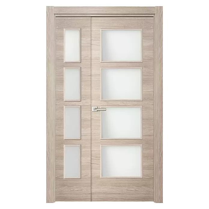 Puerta de doble hoja 1/2 Roble Gris - 115 x 203 cm, Derecha, Roble Gris, Macizo - Vista frontal